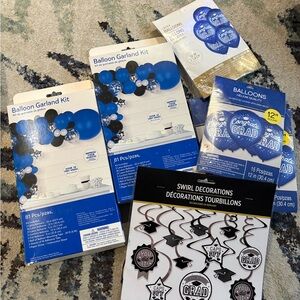 Party City Graduation Balloon Garland Kit - Blue, Black, White